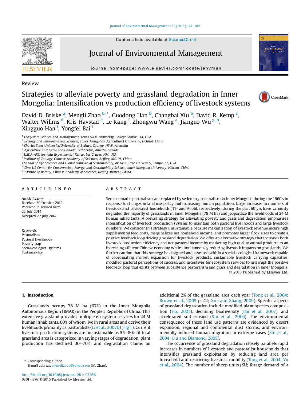 Strategies to alleviate poverty and grassland degradation in Inner Mongolia: Intensification vs production efficiency of livestock systems