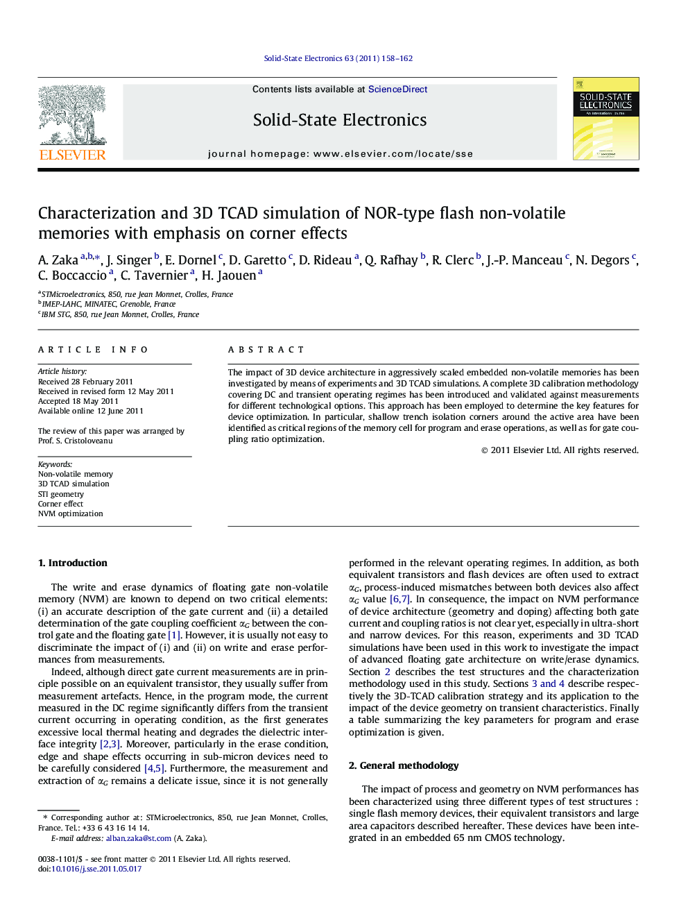 Characterization and 3D TCAD simulation of NOR-type flash non-volatile memories with emphasis on corner effects