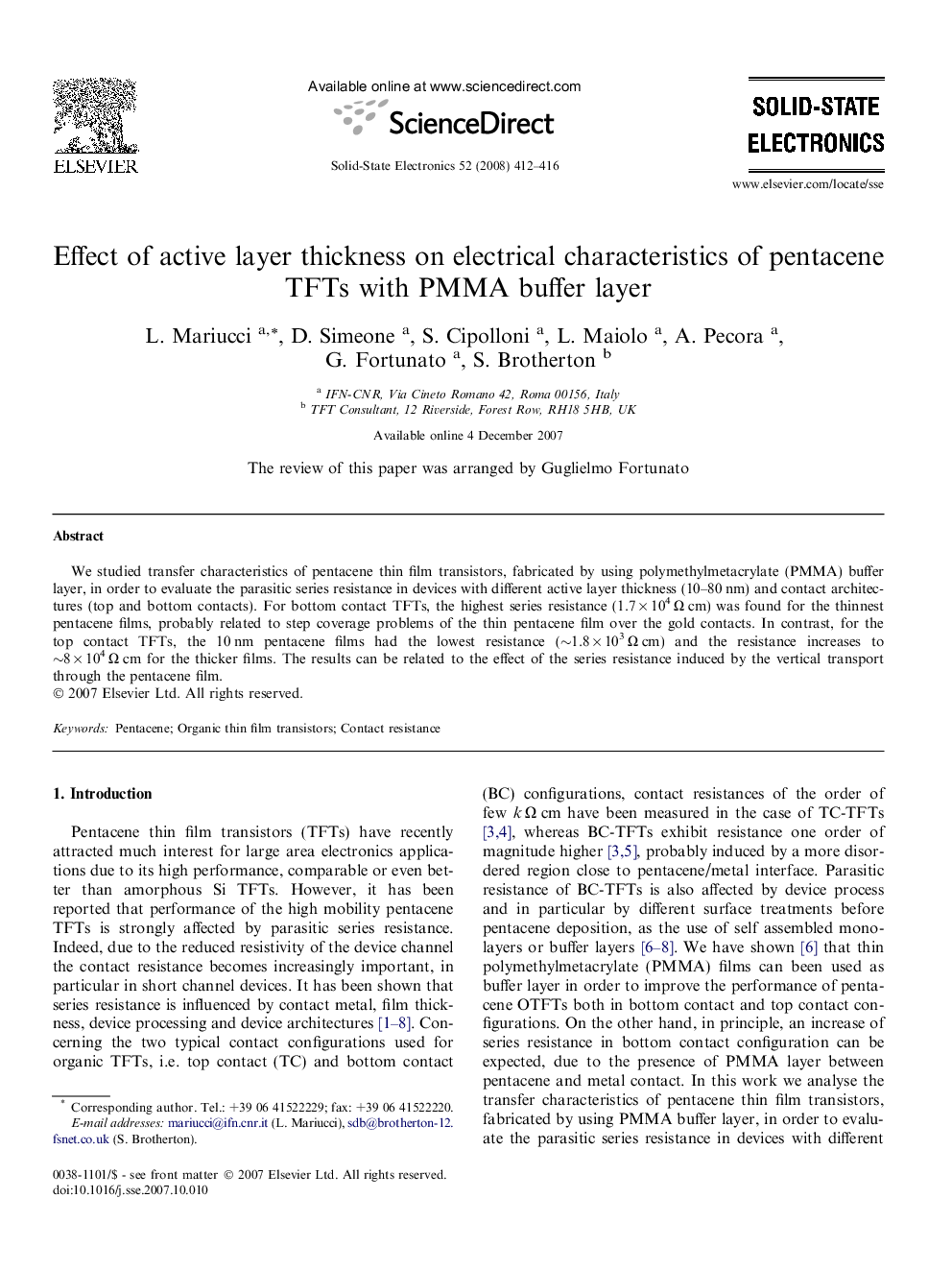 Effect of active layer thickness on electrical characteristics of pentacene TFTs with PMMA buffer layer