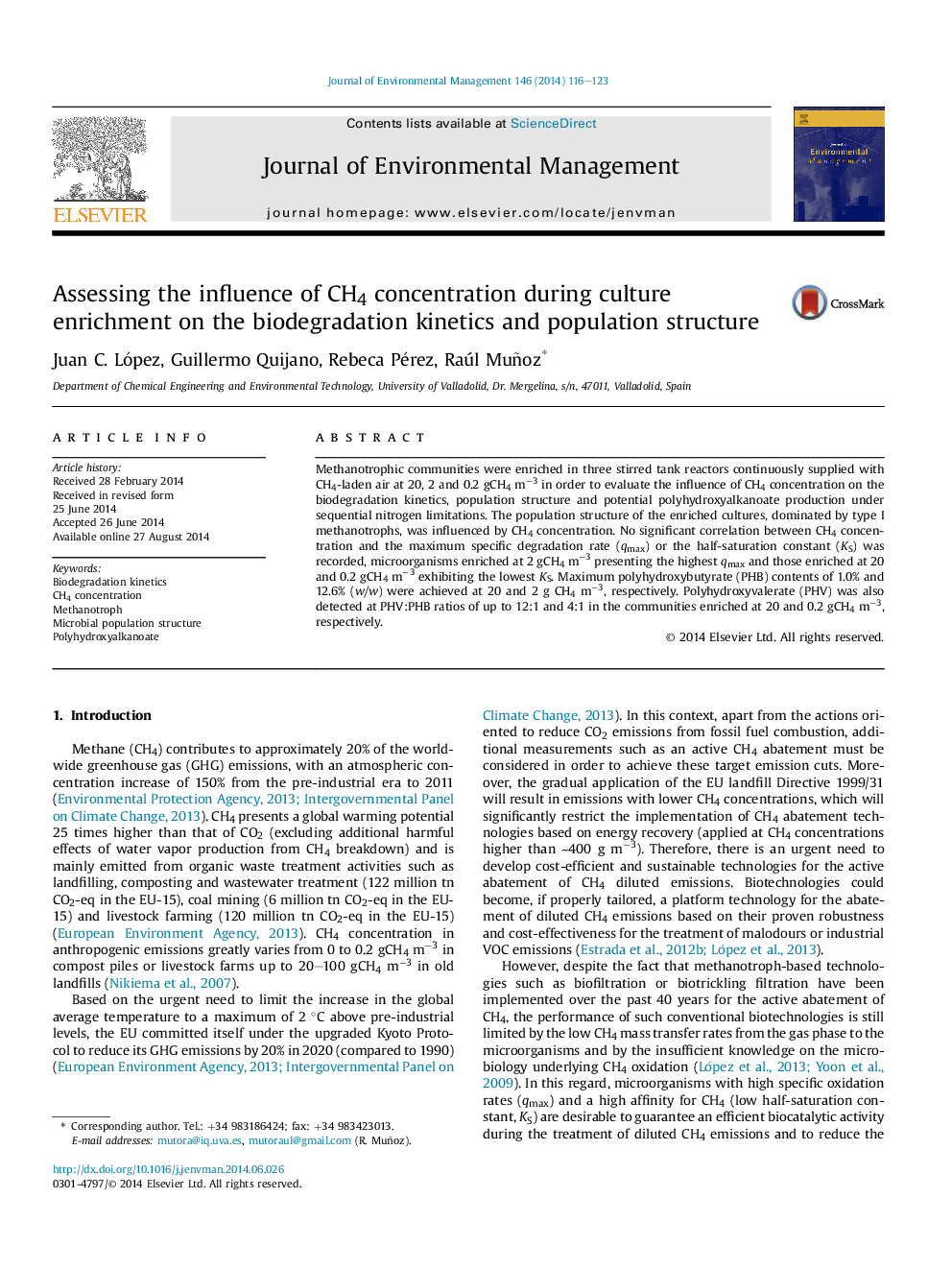 Assessing the influence of CH4 concentration during culture enrichment on the biodegradation kinetics and population structure