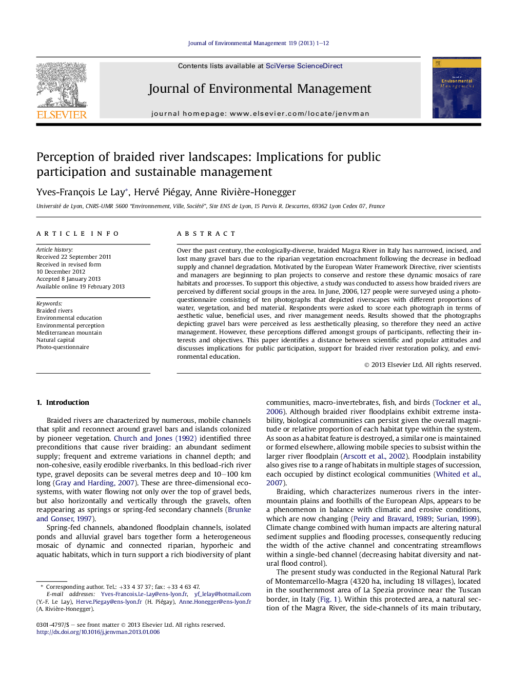 Perception of braided river landscapes: Implications for public participation and sustainable management