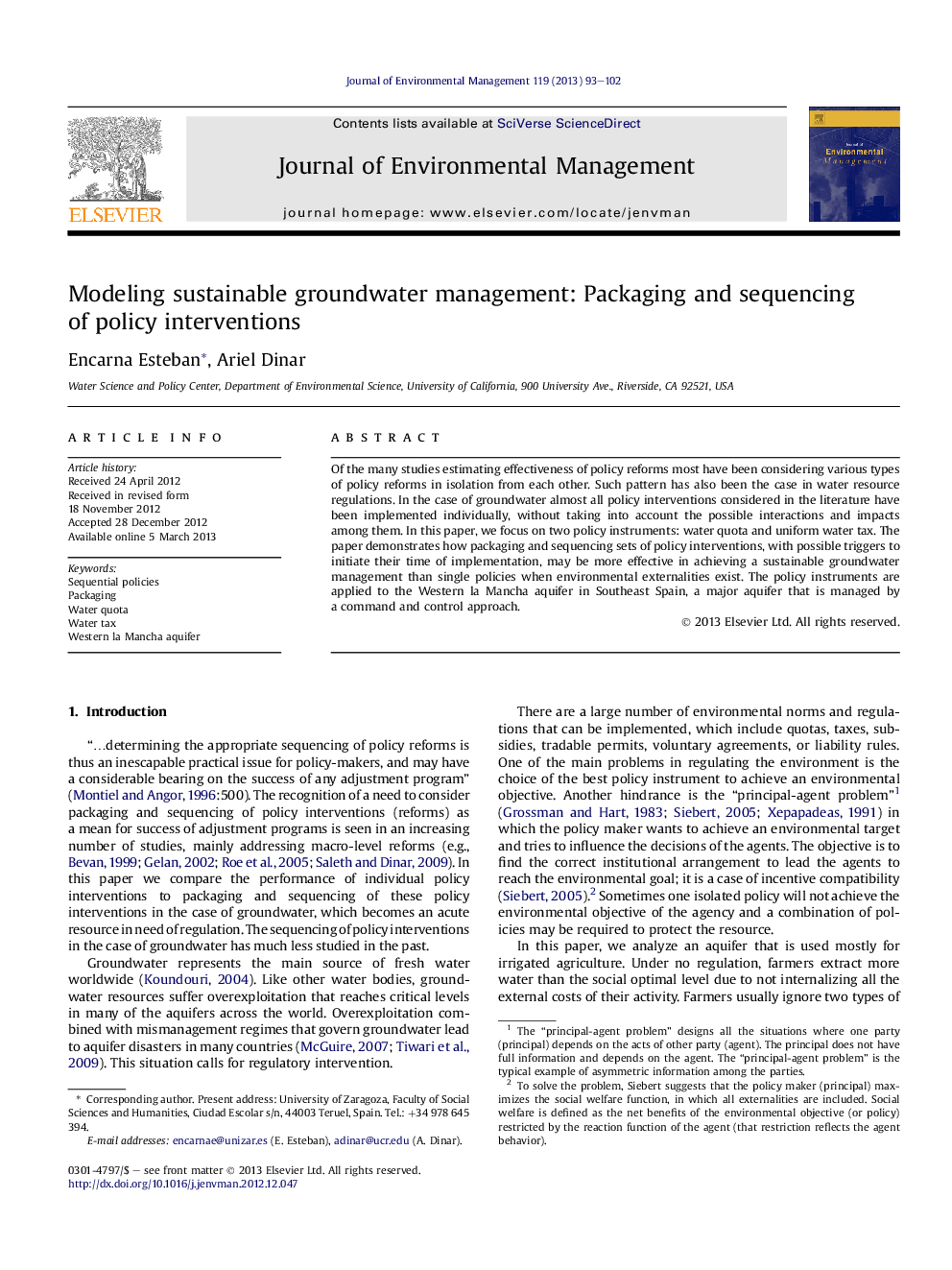 Modeling sustainable groundwater management: Packaging and sequencing of policy interventions