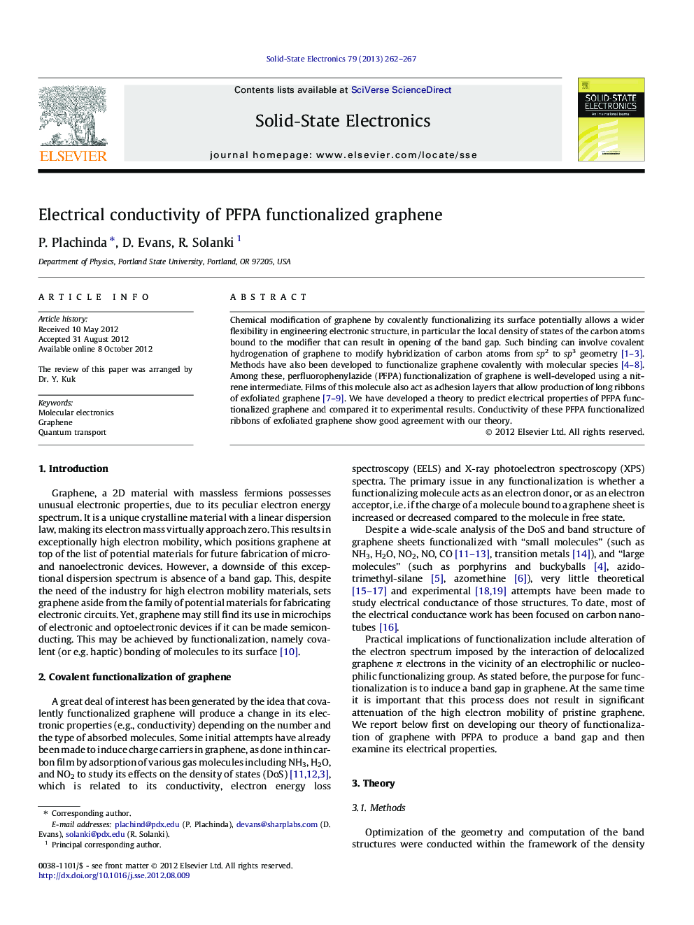 Electrical conductivity of PFPA functionalized graphene