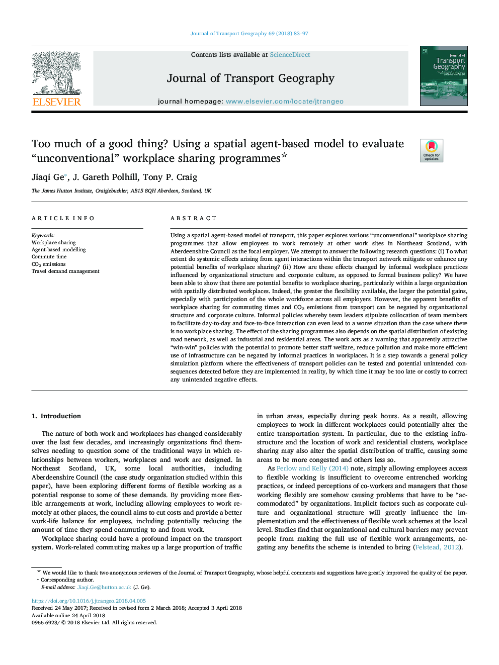 Too much of a good thing? Using a spatial agent-based model to evaluate “unconventional” workplace sharing programmes