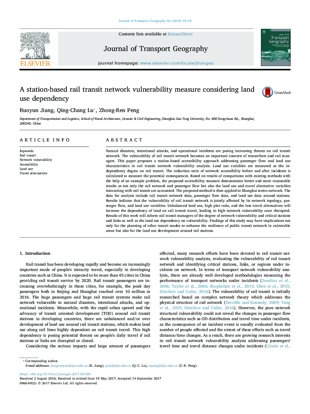 A station-based rail transit network vulnerability measure considering land use dependency