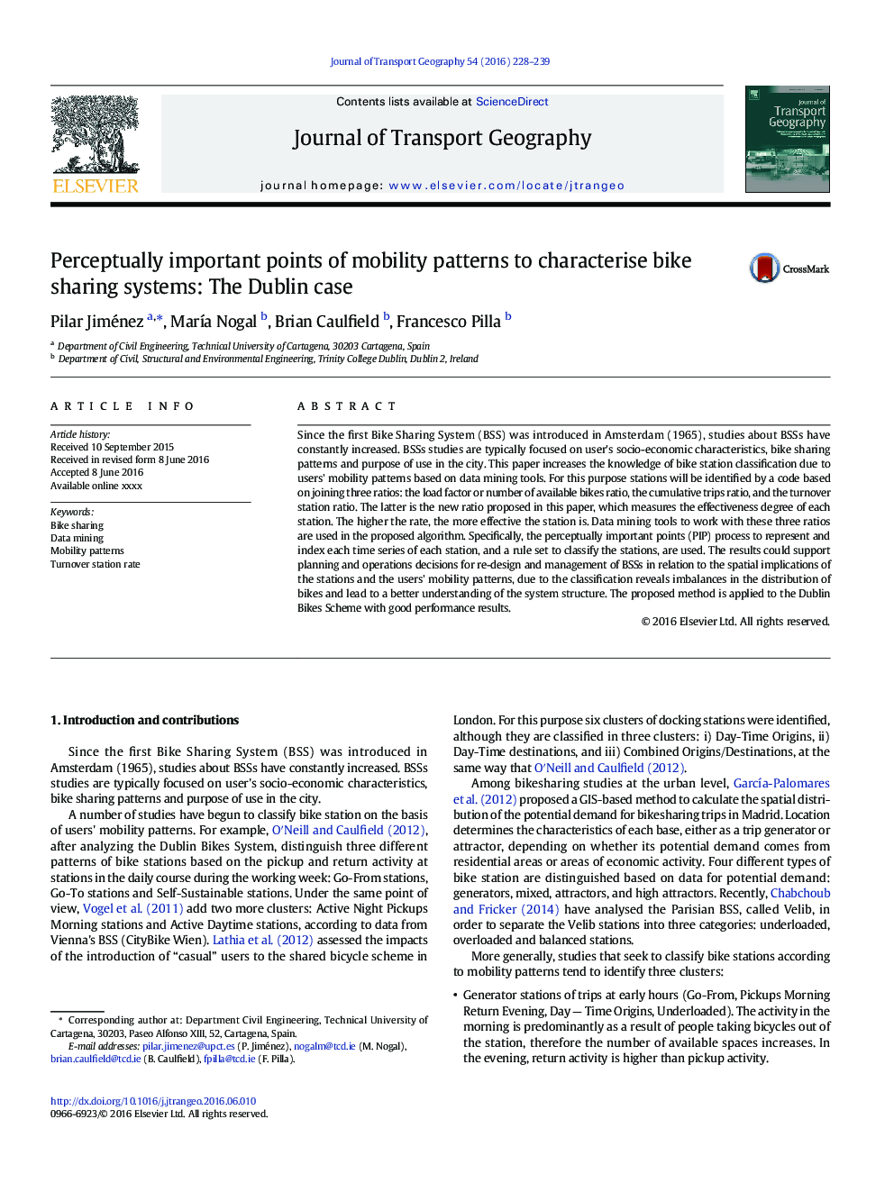 Perceptually important points of mobility patterns to characterise bike sharing systems: The Dublin case