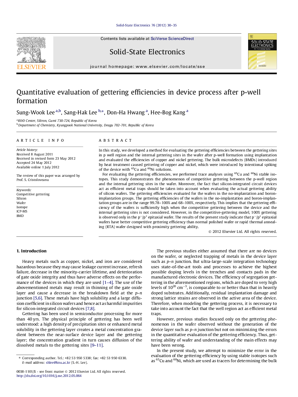 Quantitative evaluation of gettering efficiencies in device process after p-well formation