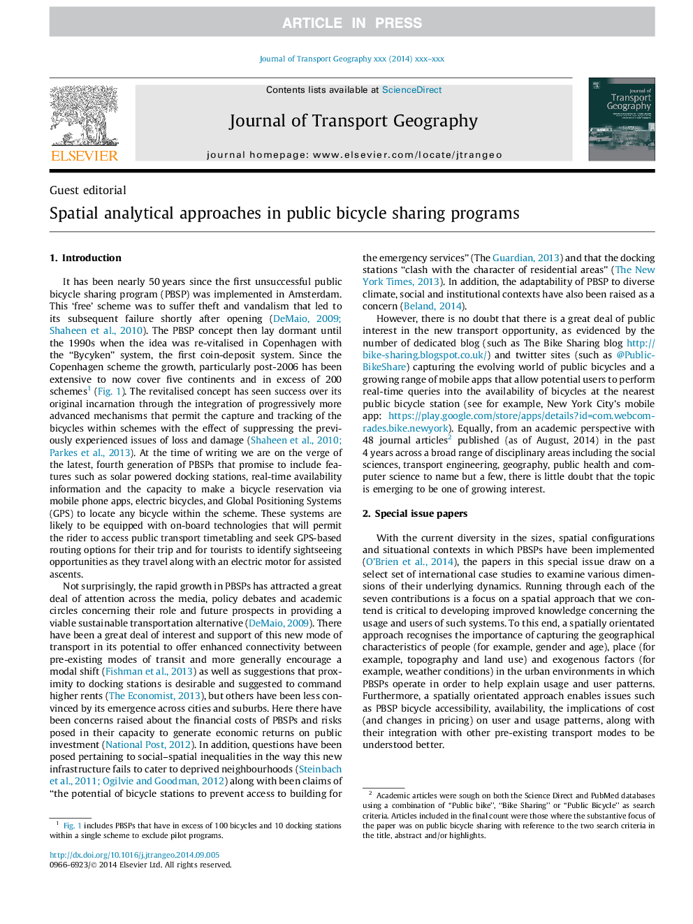 Spatial analytical approaches in public bicycle sharing programs