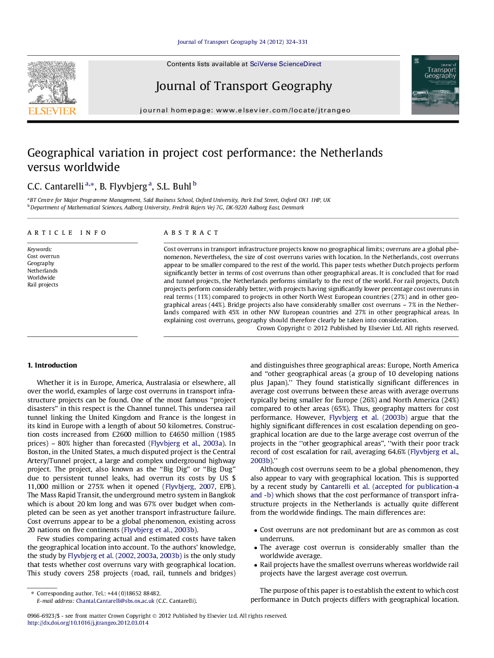 Geographical variation in project cost performance: the Netherlands versus worldwide