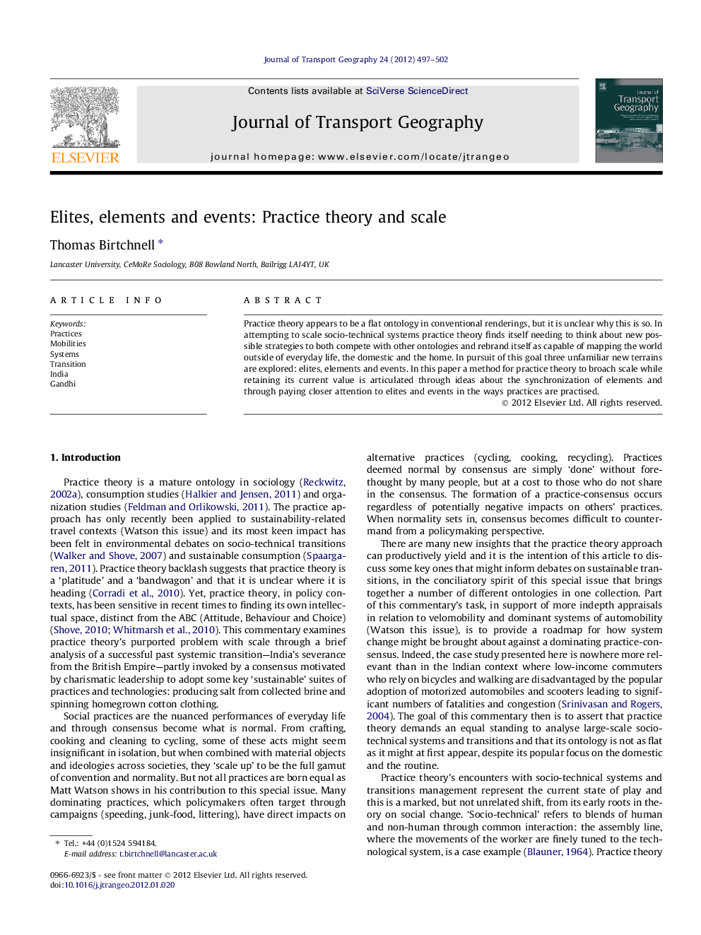 Elites, elements and events: Practice theory and scale