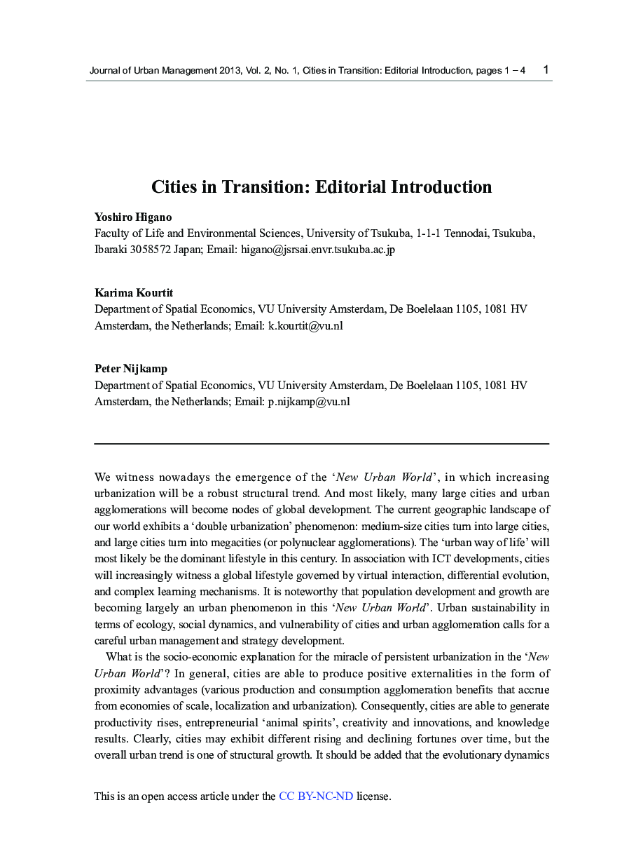 Cities in Transition: Editorial Introduction