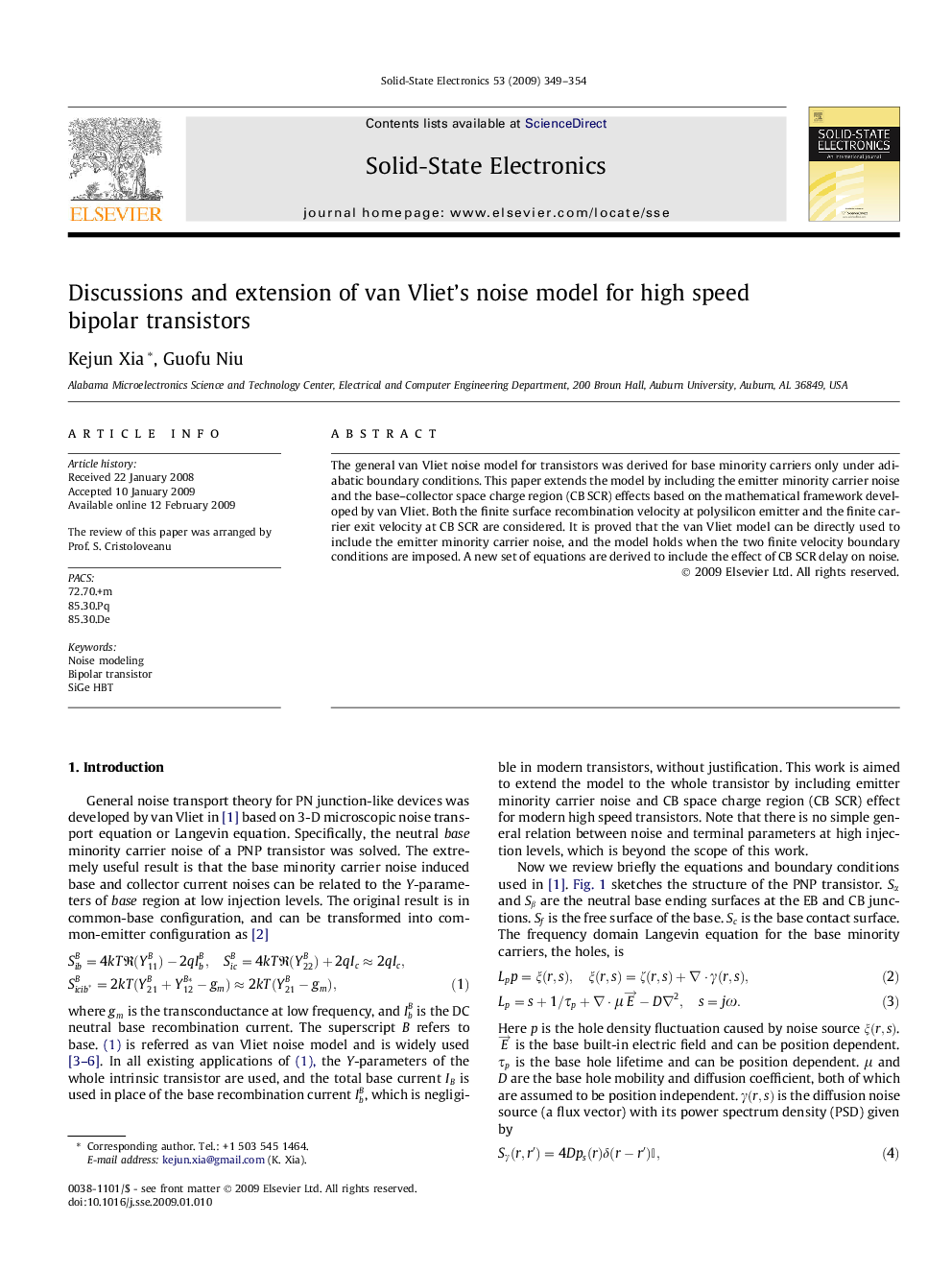 Discussions and extension of van Vliet's noise model for high speed bipolar transistors