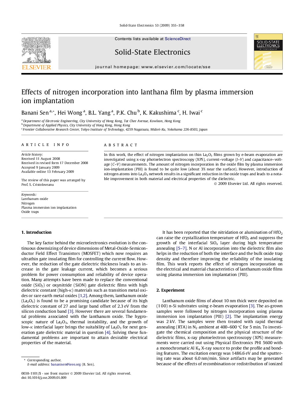 Effects of nitrogen incorporation into lanthana film by plasma immersion ion implantation