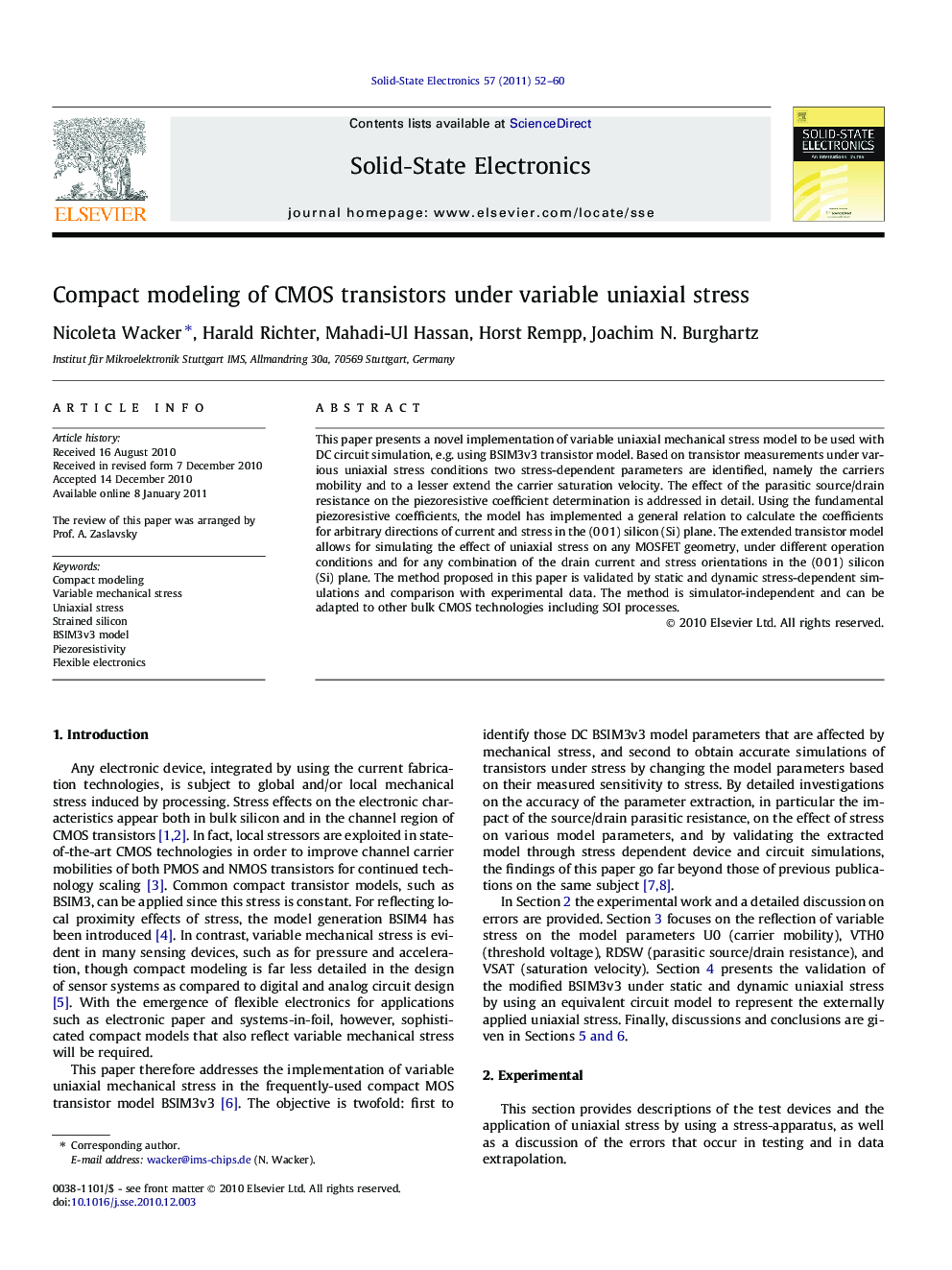 Compact modeling of CMOS transistors under variable uniaxial stress