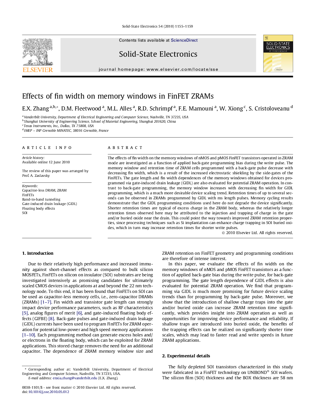 Effects of fin width on memory windows in FinFET ZRAMs