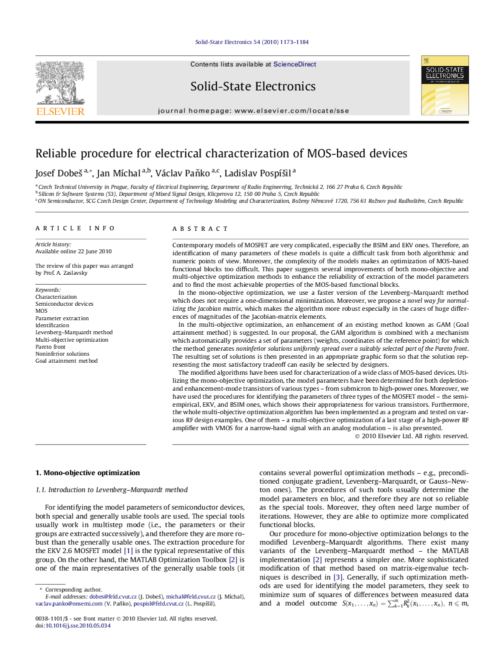 Reliable procedure for electrical characterization of MOS-based devices