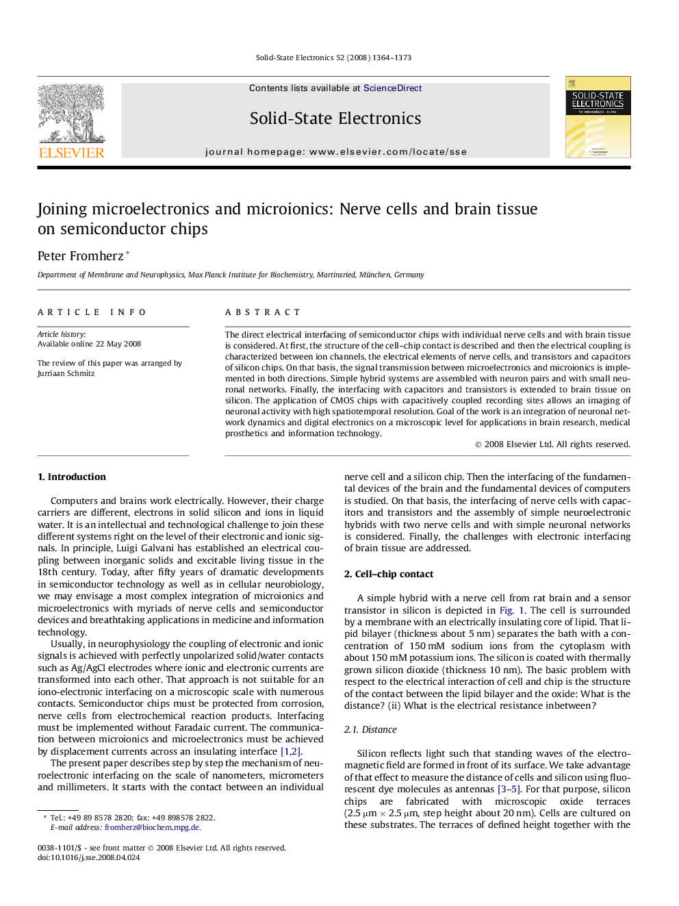 Joining microelectronics and microionics: Nerve cells and brain tissue on semiconductor chips