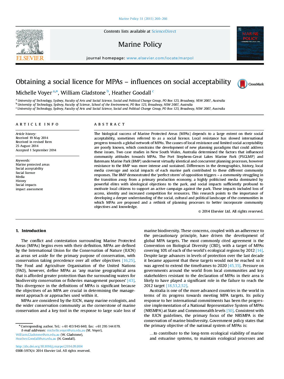 عکس صفحه اول مقاله: Obtaining a social licence for MPAs - influences on social acceptability Obtaining a social licence for MPAs - influences on social acceptability