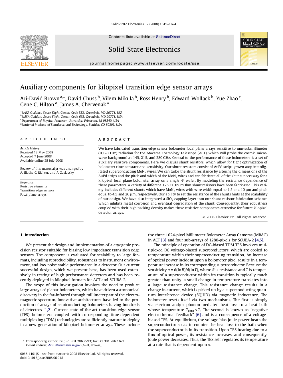 Auxiliary components for kilopixel transition edge sensor arrays