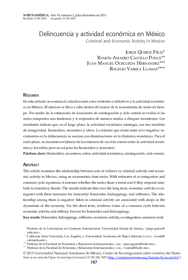 Delincuencia y actividad económica en México