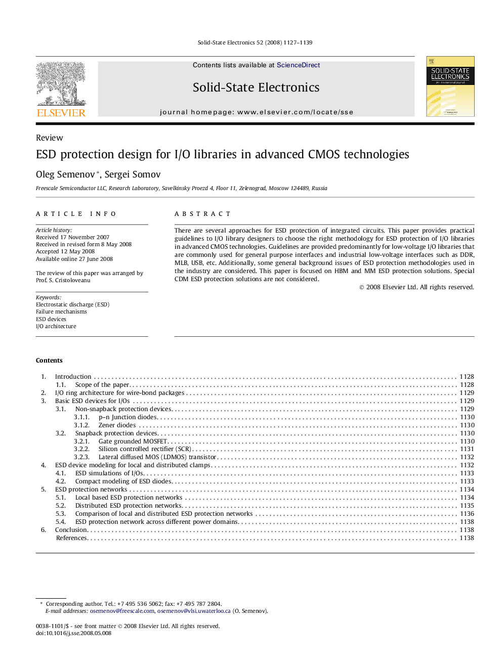 عکس صفحه اول مقاله: ESD protection design for I/O libraries in advanced CMOS technologies ESD protection design for I/O libraries in advanced CMOS technologies