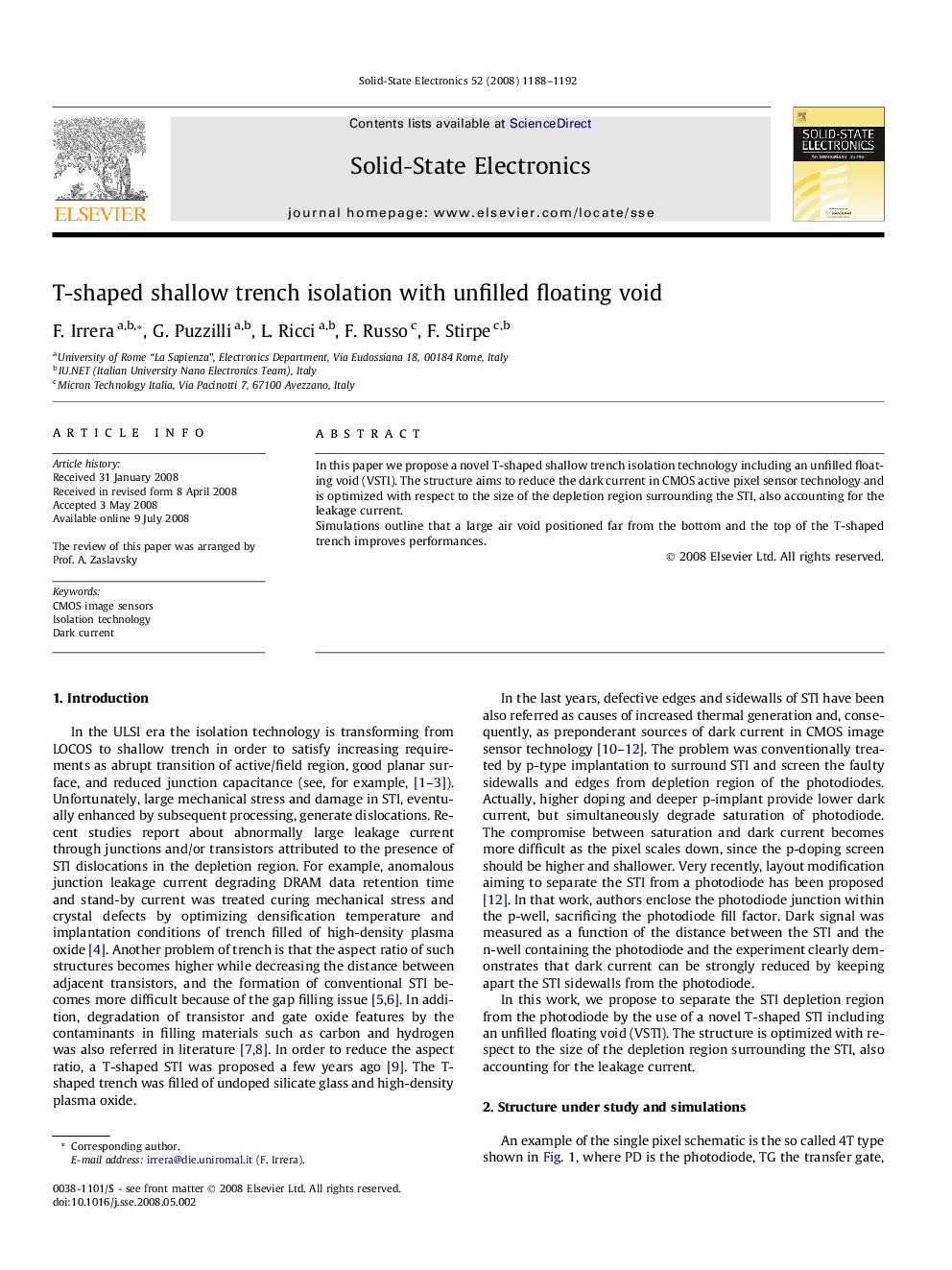 T-shaped shallow trench isolation with unfilled floating void