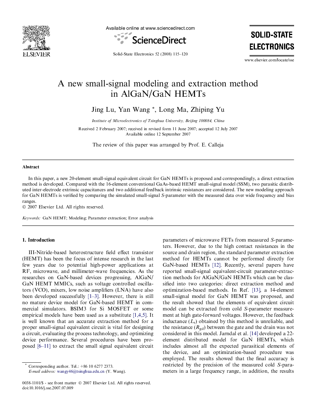 A new small-signal modeling and extraction method in AlGaN/GaN HEMTs