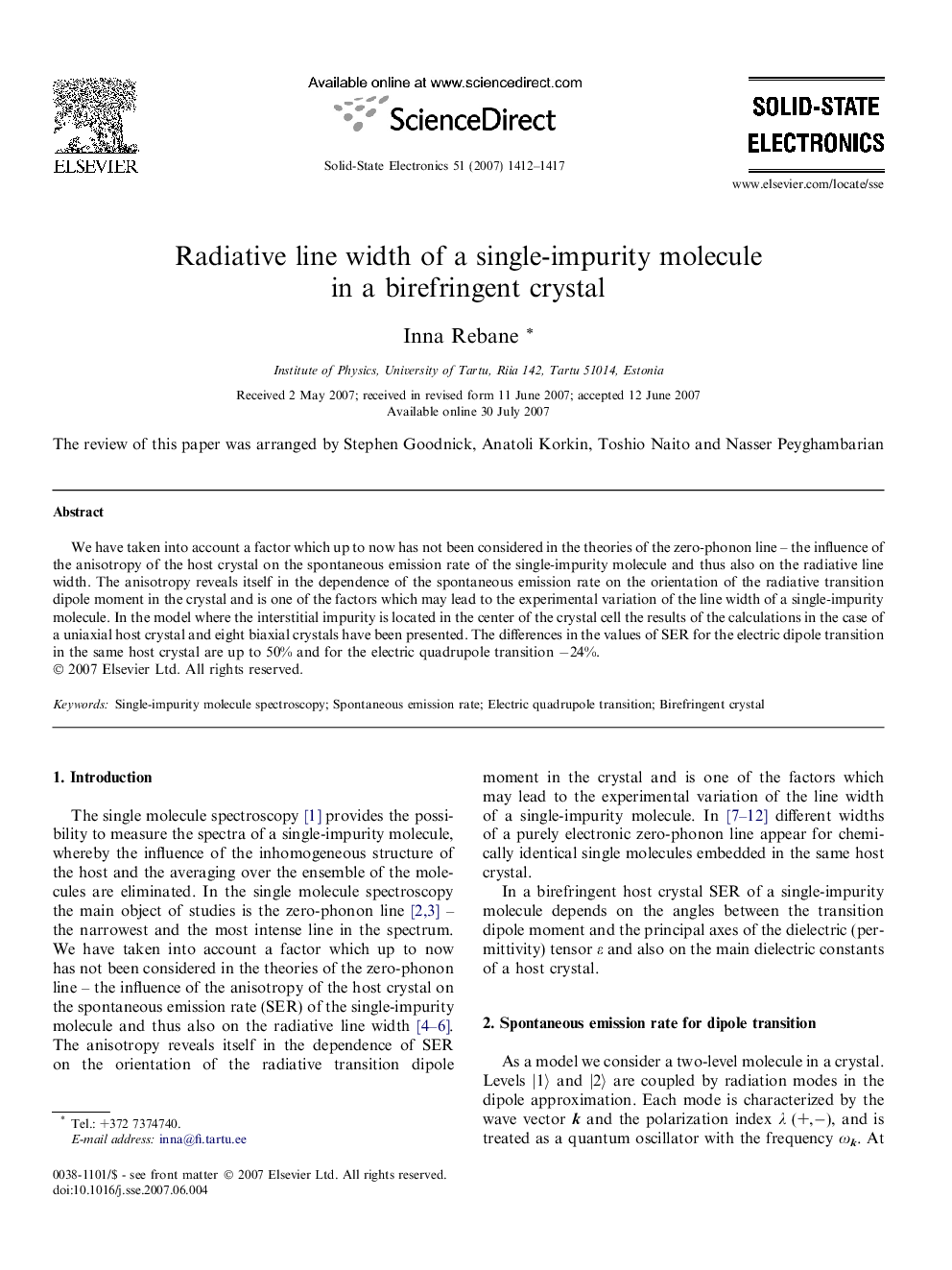 Radiative line width of a single-impurity molecule in a birefringent crystal