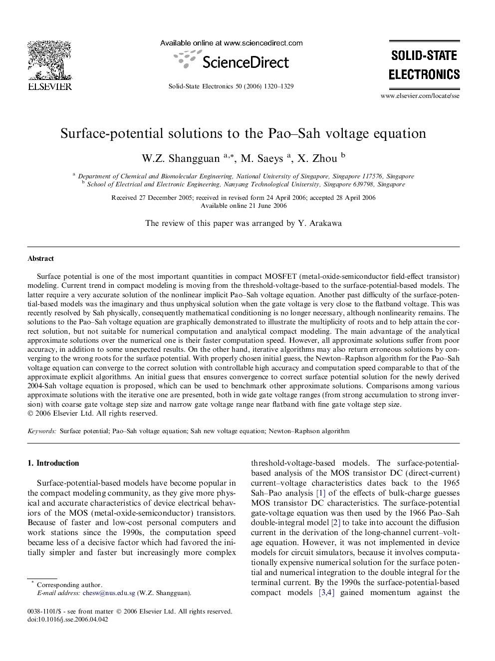 Surface-potential solutions to the Pao–Sah voltage equation