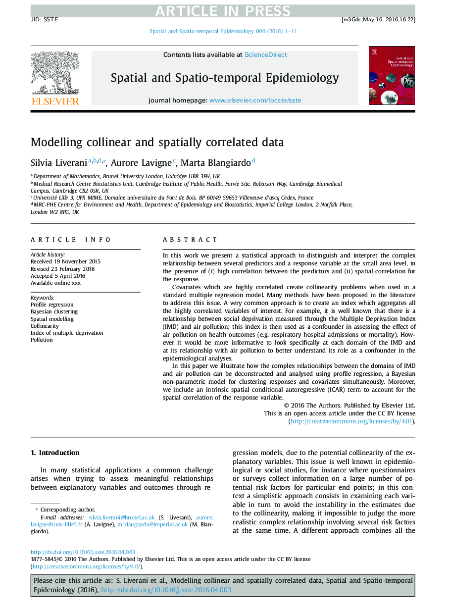 Modelling collinear and spatially correlated data