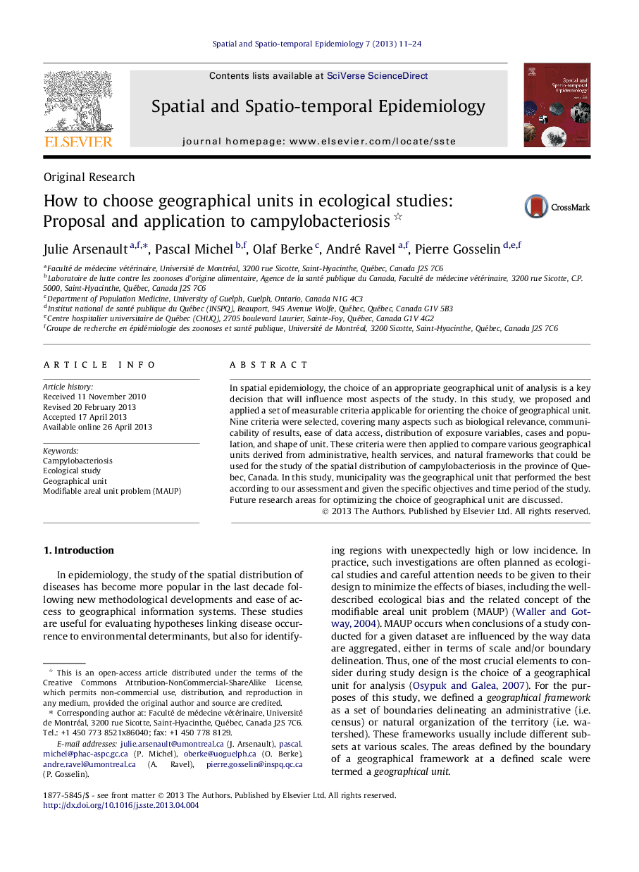 How to choose geographical units in ecological studies: Proposal and application to campylobacteriosis