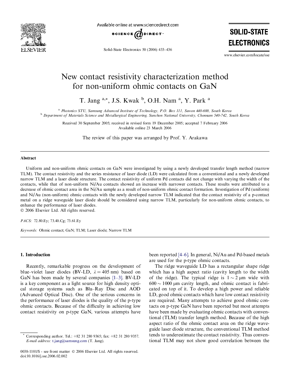 New contact resistivity characterization method for non-uniform ohmic contacts on GaN