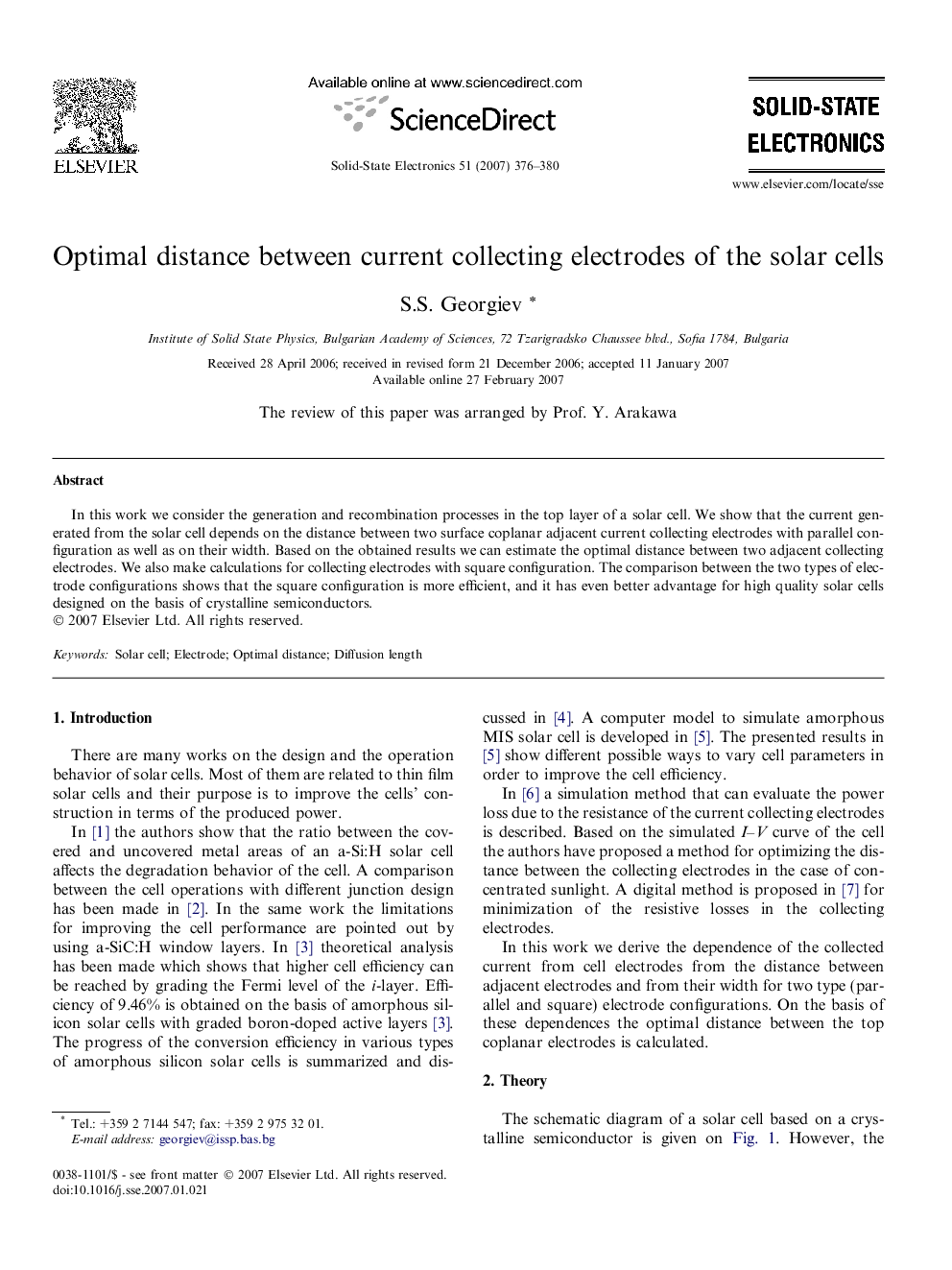 Optimal distance between current collecting electrodes of the solar cells