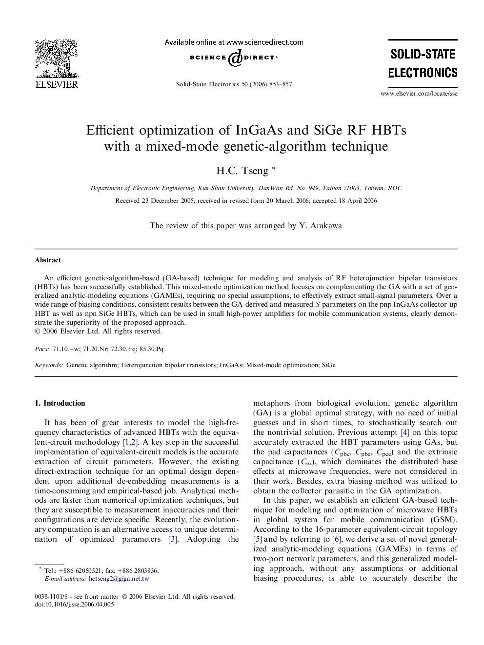 Efficient optimization of InGaAs and SiGe RF HBTs with a mixed-mode genetic-algorithm technique