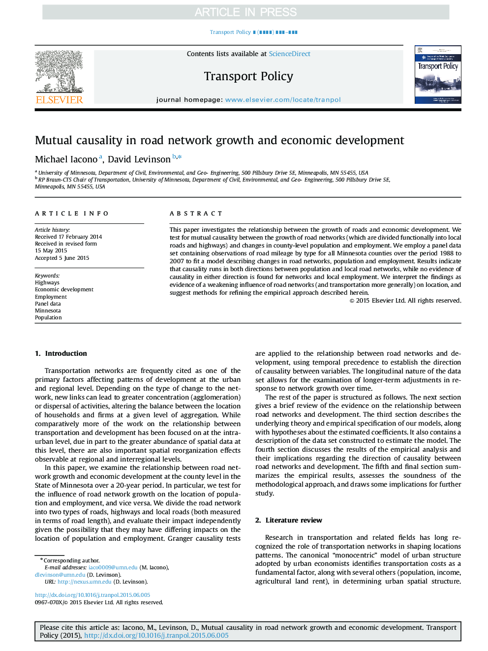 Mutual causality in road network growth and economic development