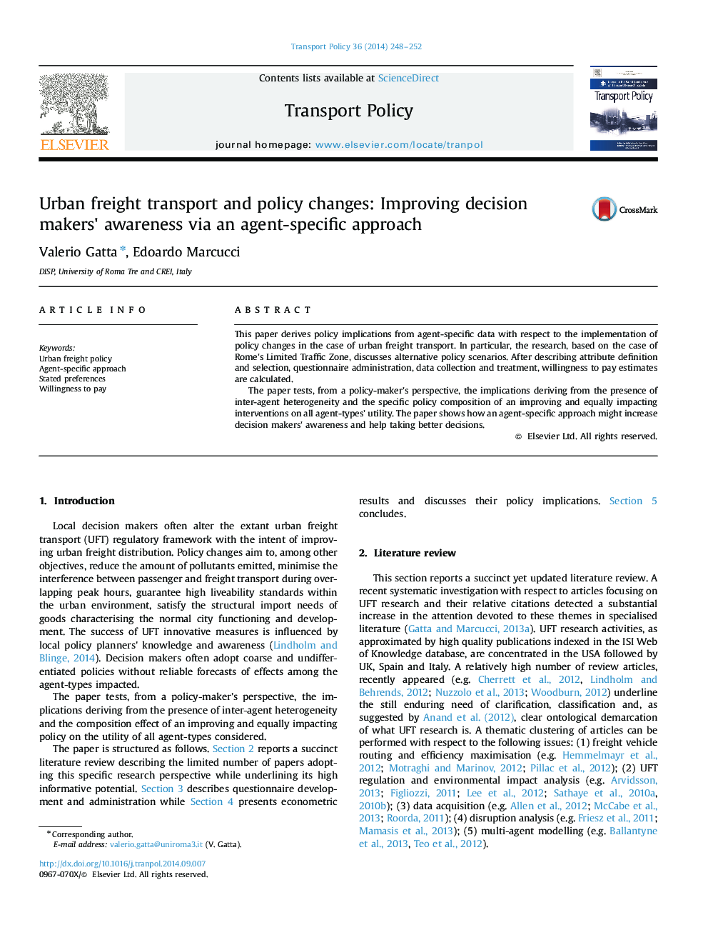 Urban freight transport and policy changes: Improving decision makers' awareness via an agent-specific approach