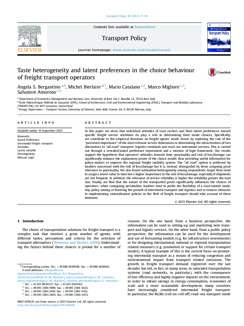 Taste heterogeneity and latent preferences in the choice behaviour of freight transport operators