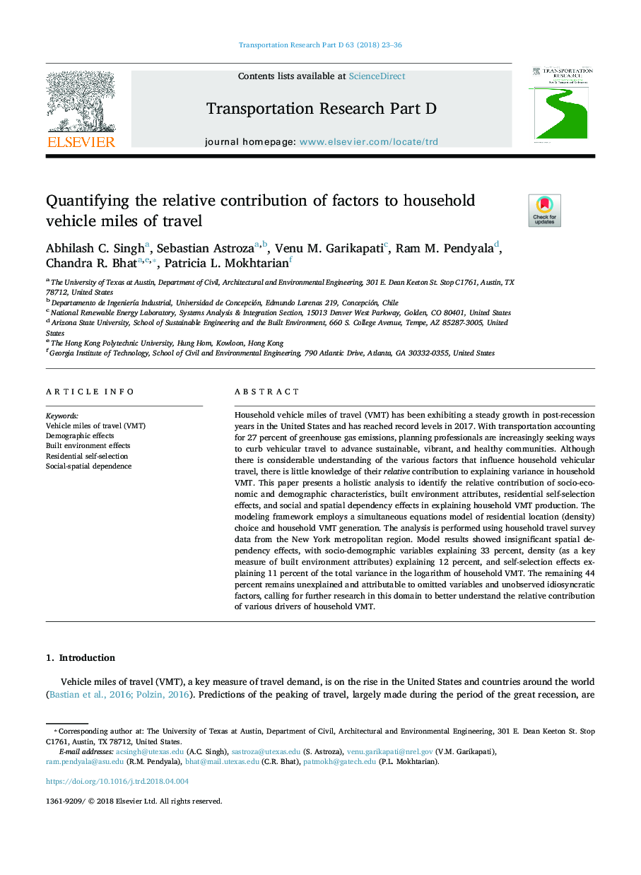 Quantifying the relative contribution of factors to household vehicle miles of travel