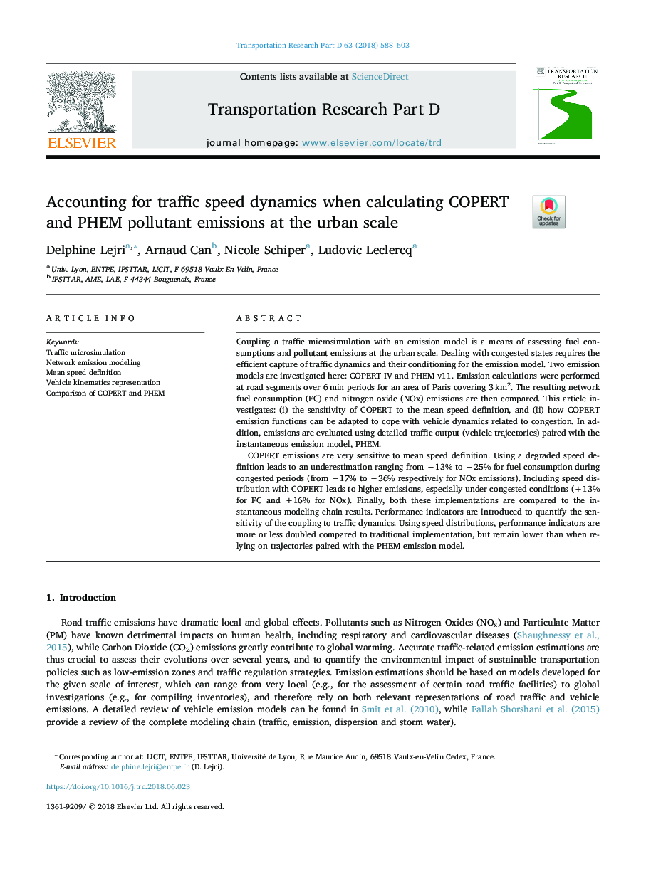 Accounting for traffic speed dynamics when calculating COPERT and PHEM pollutant emissions at the urban scale