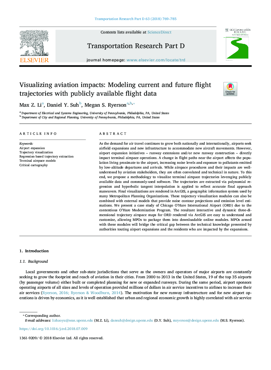 Visualizing aviation impacts: Modeling current and future flight trajectories with publicly available flight data