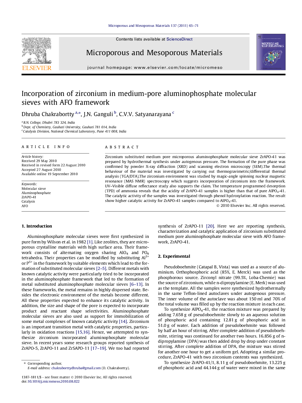 Incorporation of zirconium in medium-pore aluminophosphate molecular sieves with AFO framework