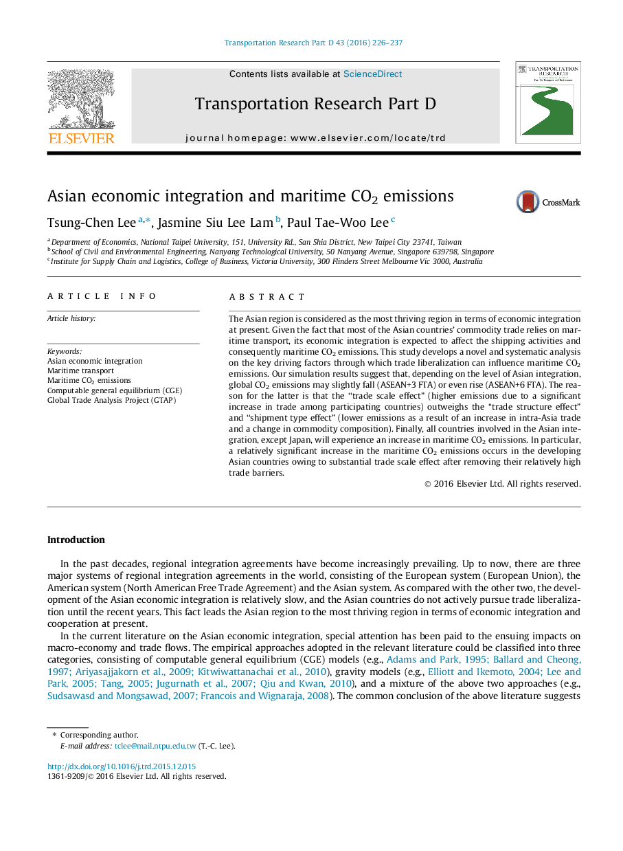 Asian economic integration and maritime CO2 emissions