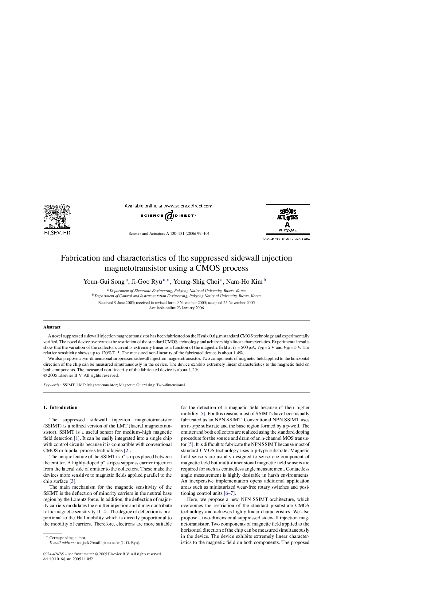 Fabrication and characteristics of the suppressed sidewall injection magnetotransistor using a CMOS process