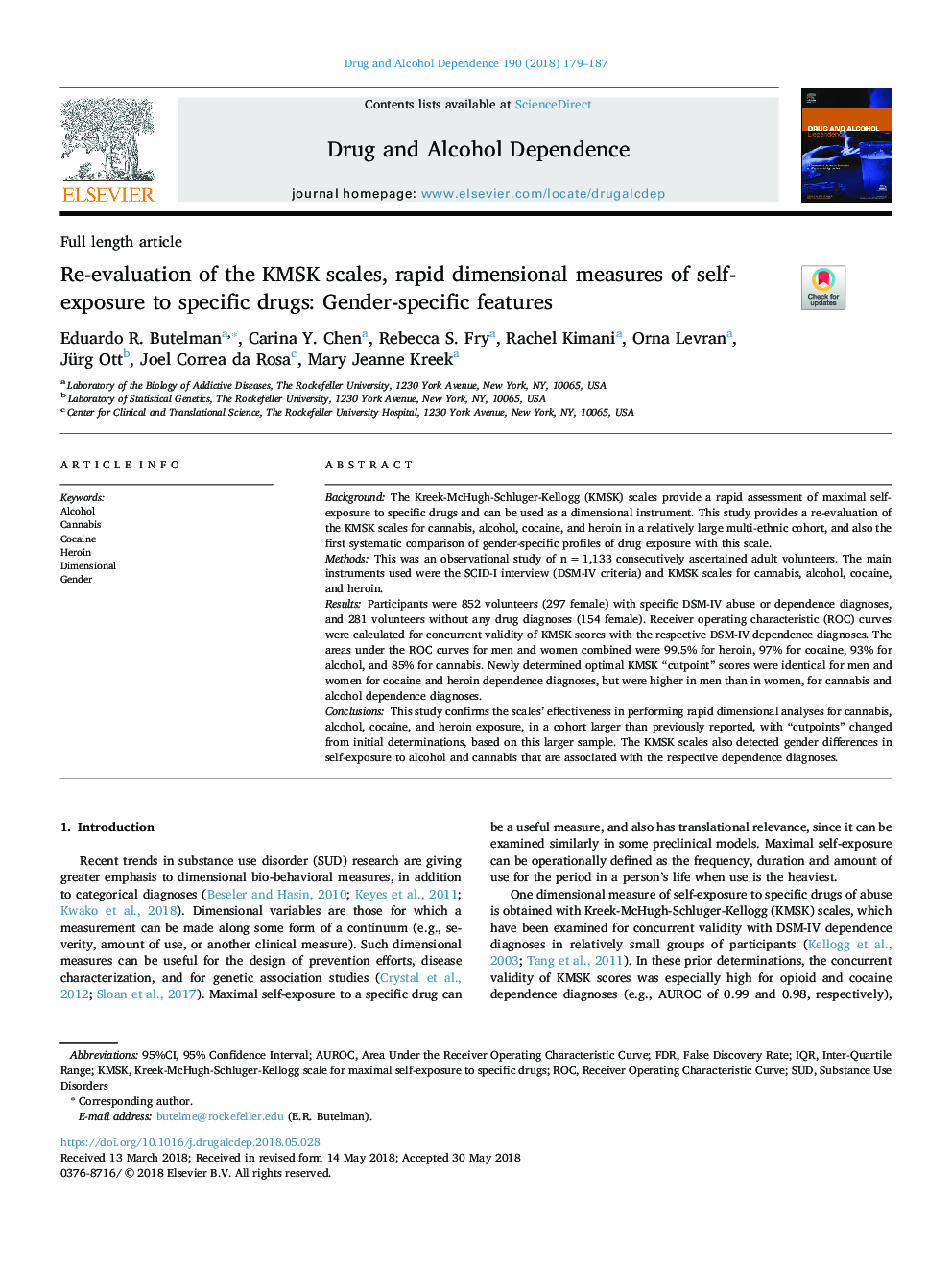 Re-evaluation of the KMSK scales, rapid dimensional measures of self-exposure to specific drugs: Gender-specific features