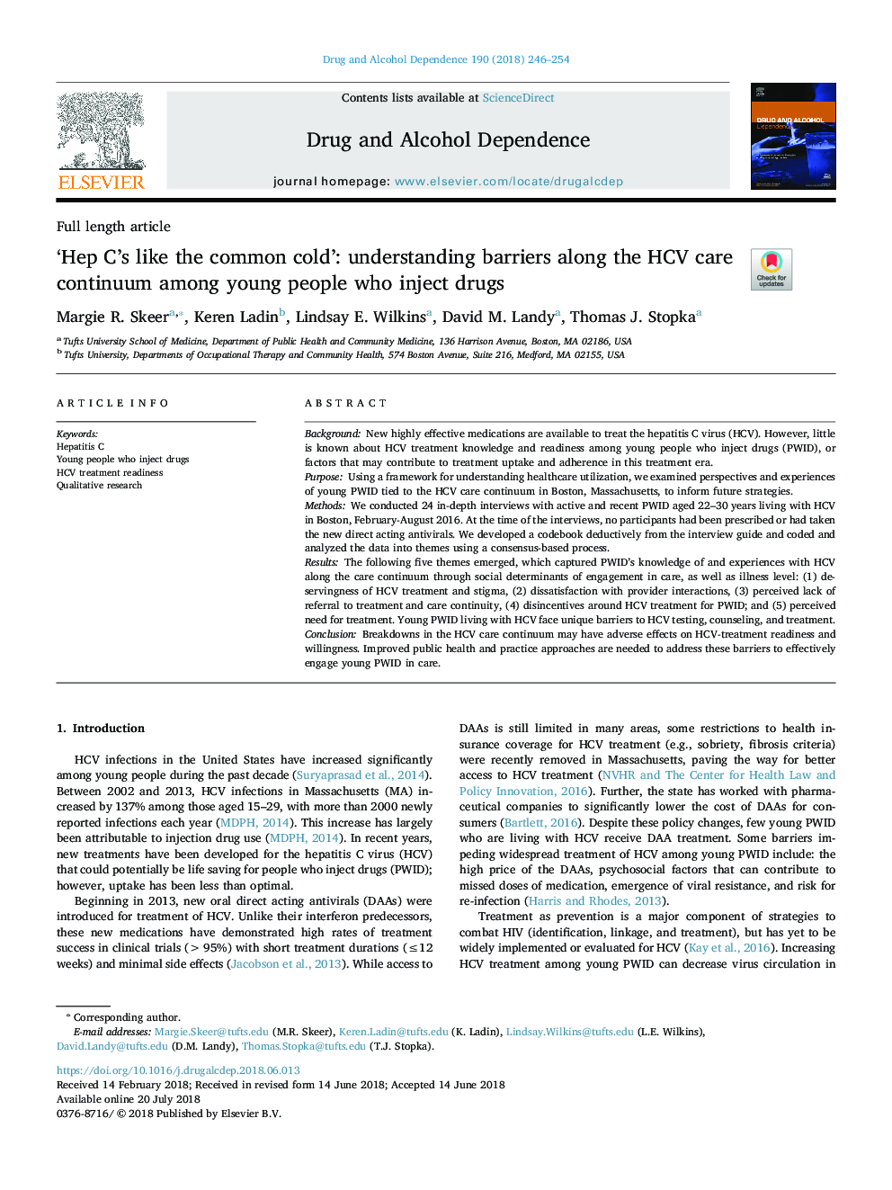 'Hep C's like the common cold': understanding barriers along the HCV care continuum among young people who inject drugs