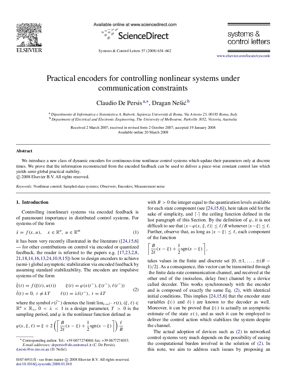 Practical encoders for controlling nonlinear systems under communication constraints