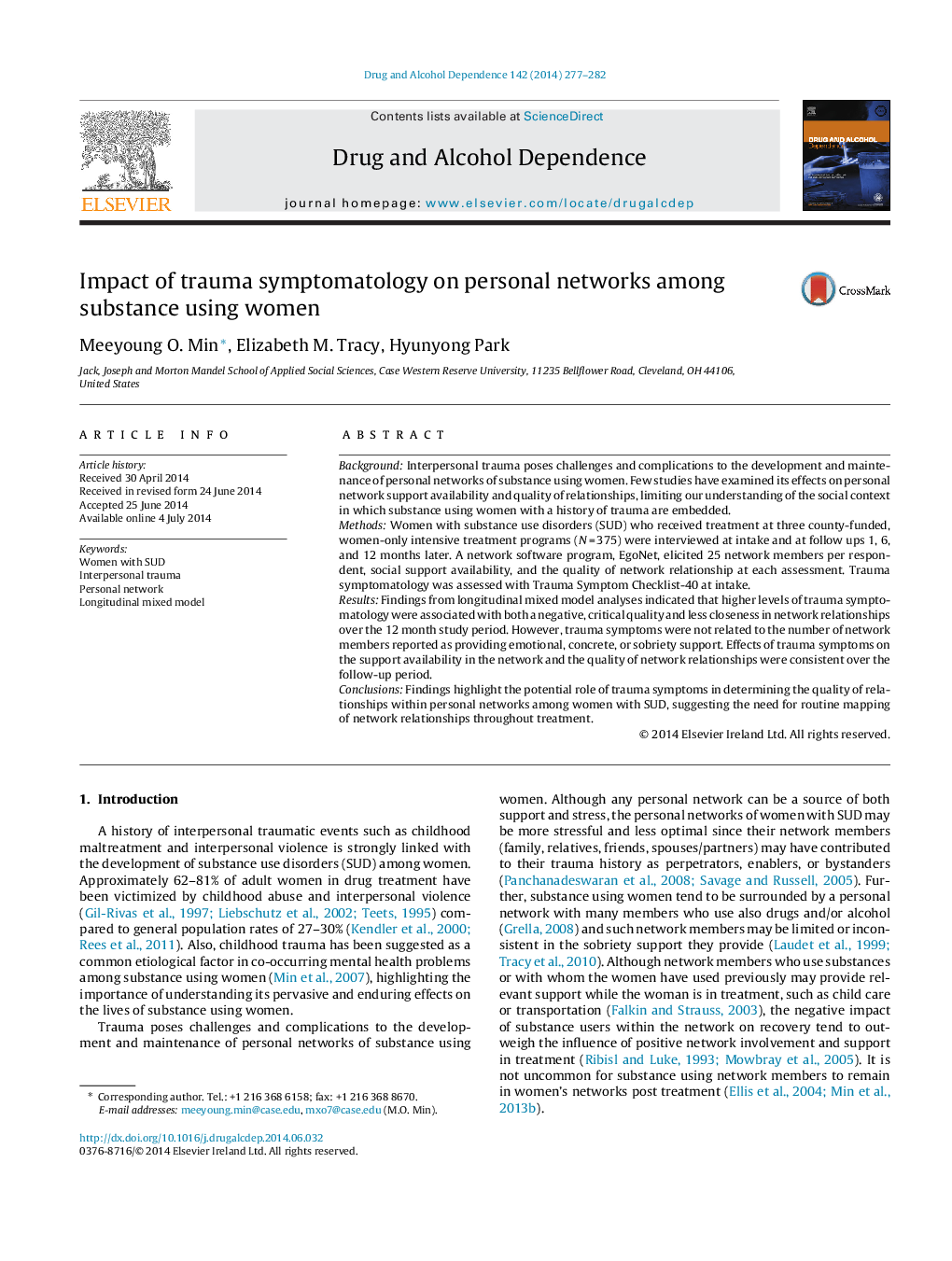 Impact of trauma symptomatology on personal networks among substance using women