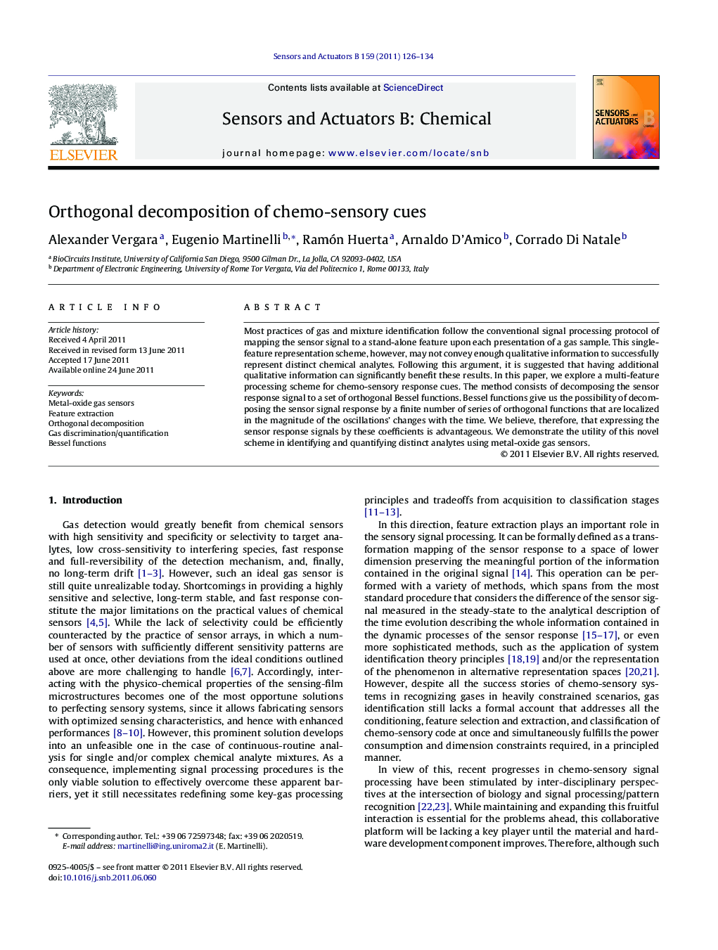 Orthogonal decomposition of chemo-sensory cues