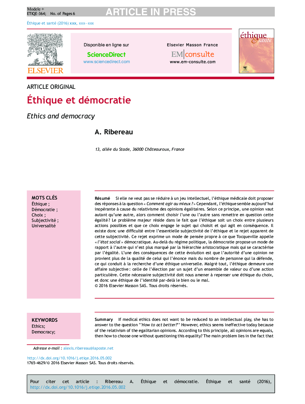 Ãthique et démocratie