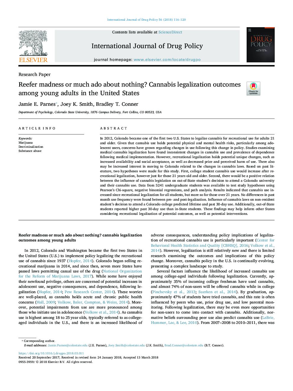 Reefer madness or much ado about nothing? Cannabis legalization outcomes among young adults in the United States